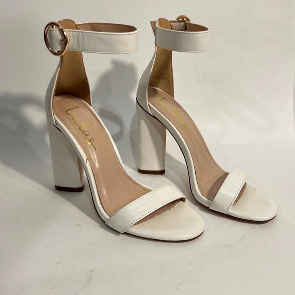 Lulus Kamali Off White Ankle Strap Heels 6